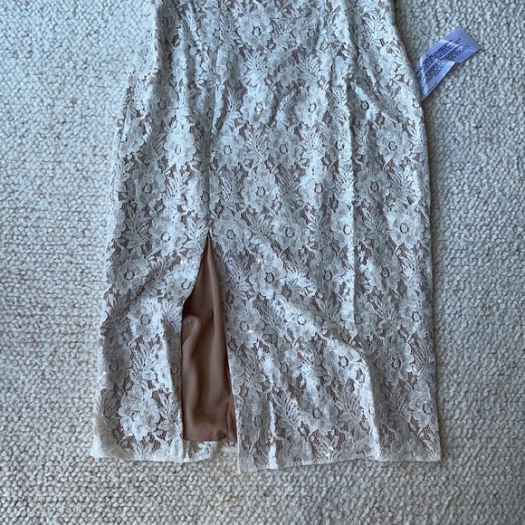 Dress The Population Cadence Sequin Floral Lace Cocktail Dress Off-White Nude L - Picture 6 of 12